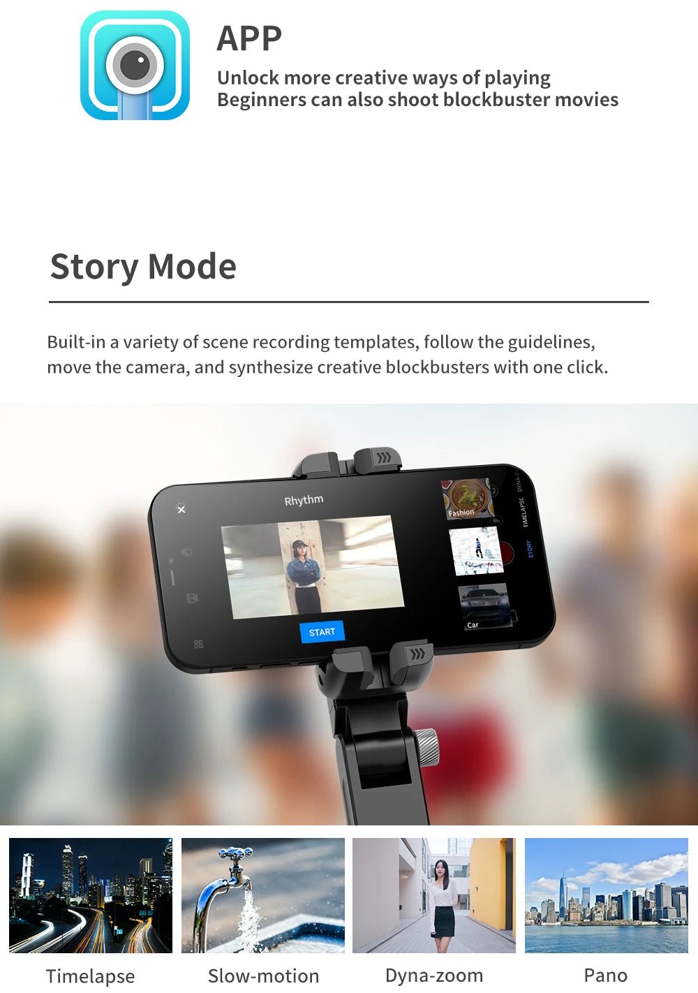 360 Rotation Following Shooting Mode Gimbal Stabilizer Selfie Stick Tripod Gimbal For iPhone Phone Smartphone Live Photography - Fix & Go360 Rotation Following Shooting Mode Gimbal Stabilizer Selfie Stick Tripod Gimbal For iPhone Phone Smartphone Live PhotographyVidéo & PhotoFix & Go