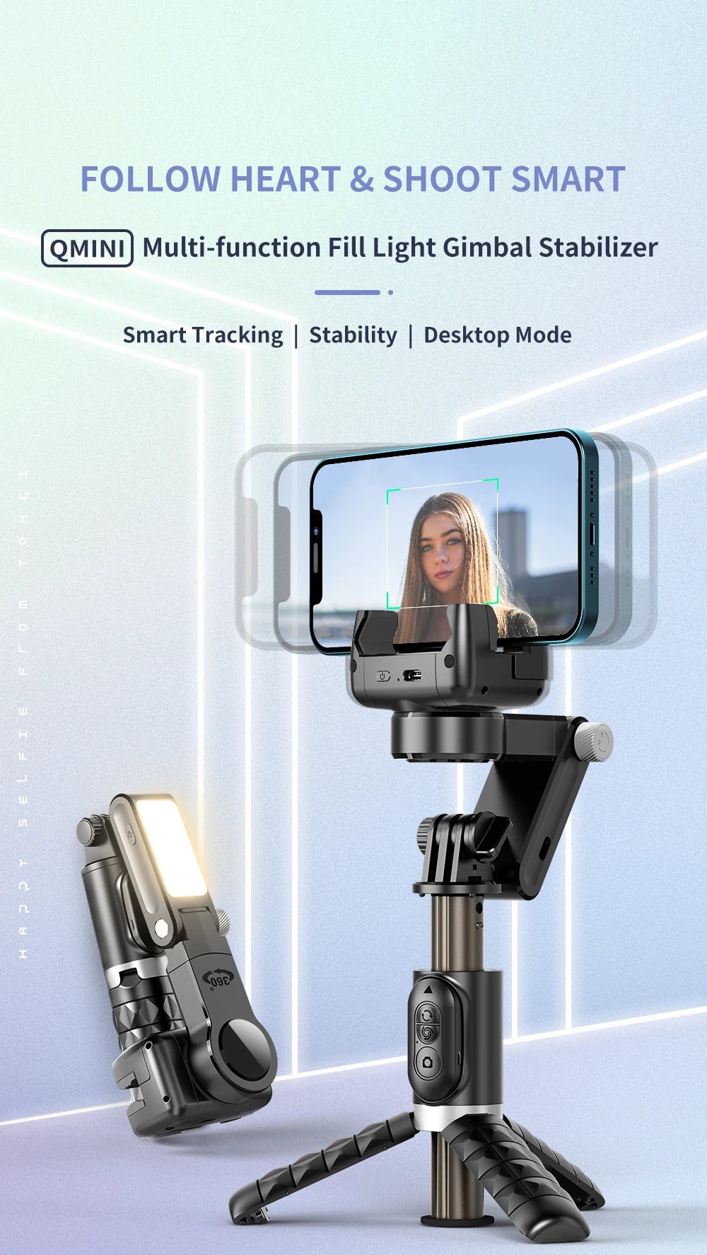 360 Rotation Following Shooting Mode Gimbal Stabilizer Selfie Stick Tripod Gimbal For iPhone Phone Smartphone Live Photography - Fix & Go360 Rotation Following Shooting Mode Gimbal Stabilizer Selfie Stick Tripod Gimbal For iPhone Phone Smartphone Live PhotographyVidéo & PhotoFix & Go