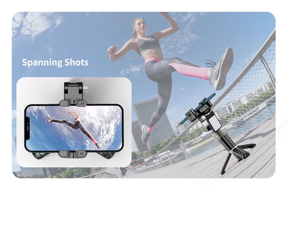 360 Rotation Following Shooting Mode Gimbal Stabilizer Selfie Stick Tripod Gimbal For iPhone Phone Smartphone Live Photography - Fix & Go360 Rotation Following Shooting Mode Gimbal Stabilizer Selfie Stick Tripod Gimbal For iPhone Phone Smartphone Live PhotographyVidéo & PhotoFix & Go