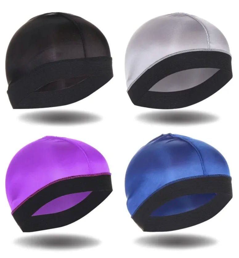 FATAON 4 PCS New Solid Color Wave Cap Men Soft Elastic Breathable Beanie Turban Hat Unisex Mode & AccessoiresFATAON