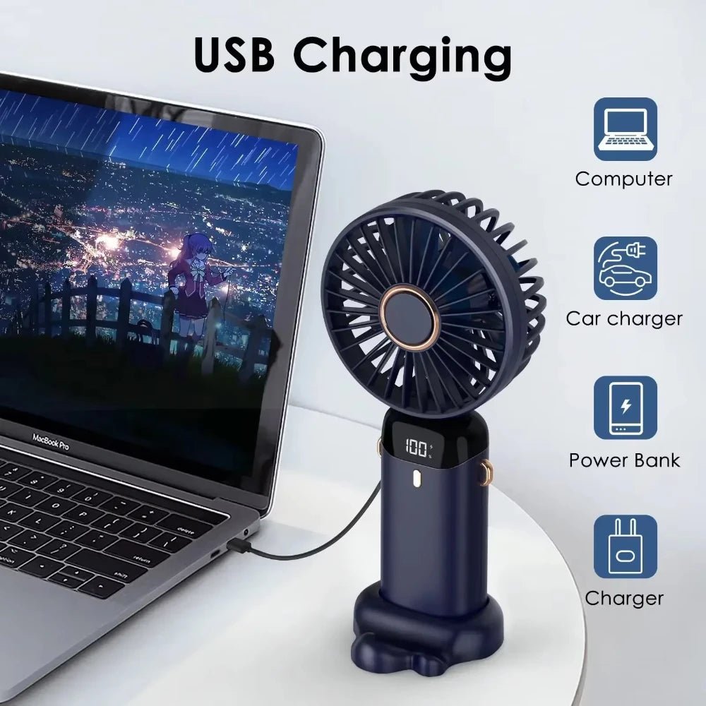 5000mAh Mini ventilateur portatif sans fil USB Rechargeable Portable affichage numérique support pour téléphone ventilateur 5 vitesses pliable cou ventilateurs suspendus - FATAON5000mAh Mini ventilateur portatif sans fil USB Rechargeable Portable affichage numérique support pour téléphone ventilateur 5 vitesses pliable cou ventilateurs suspendusTechnologie PortableFATAON