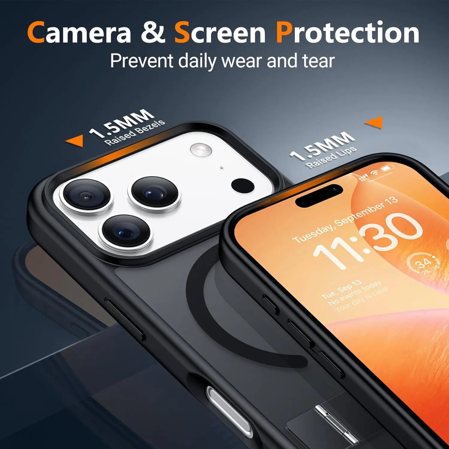 Magnetic Mobile Phone Case with Stand for iPhone 16 17 Pro Max 15 14 Plus 13 12 Translucent Cover with Kickstand