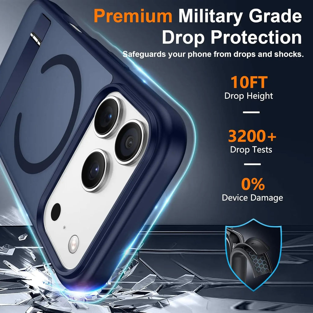 Magnetic Mobile Phone Case with Stand for iPhone 16 17 Pro Max 15 14 Plus 13 12 Translucent Cover with Kickstand