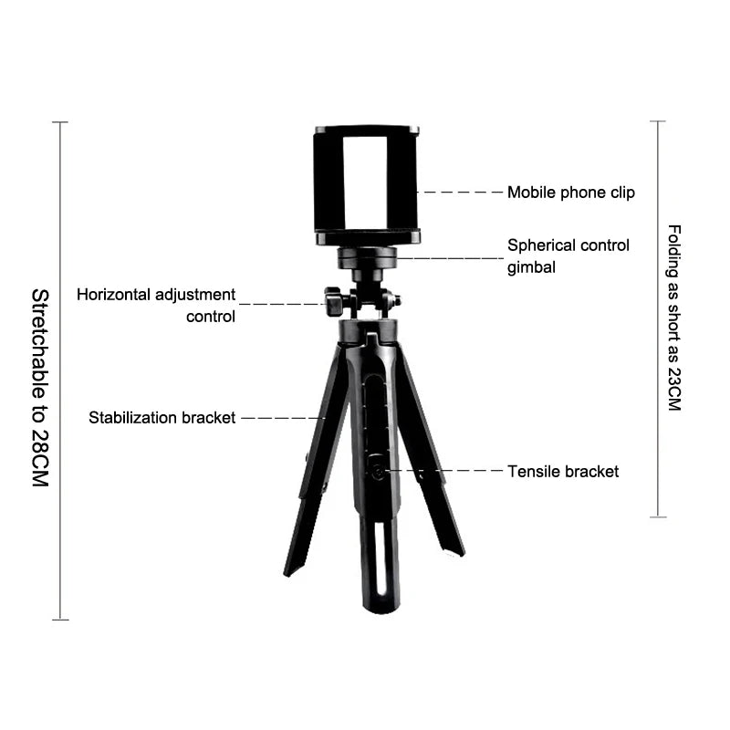 Ausziehbarer Handy-Stativ-Selfie-Stick im Taschenformat für Live-Streaming