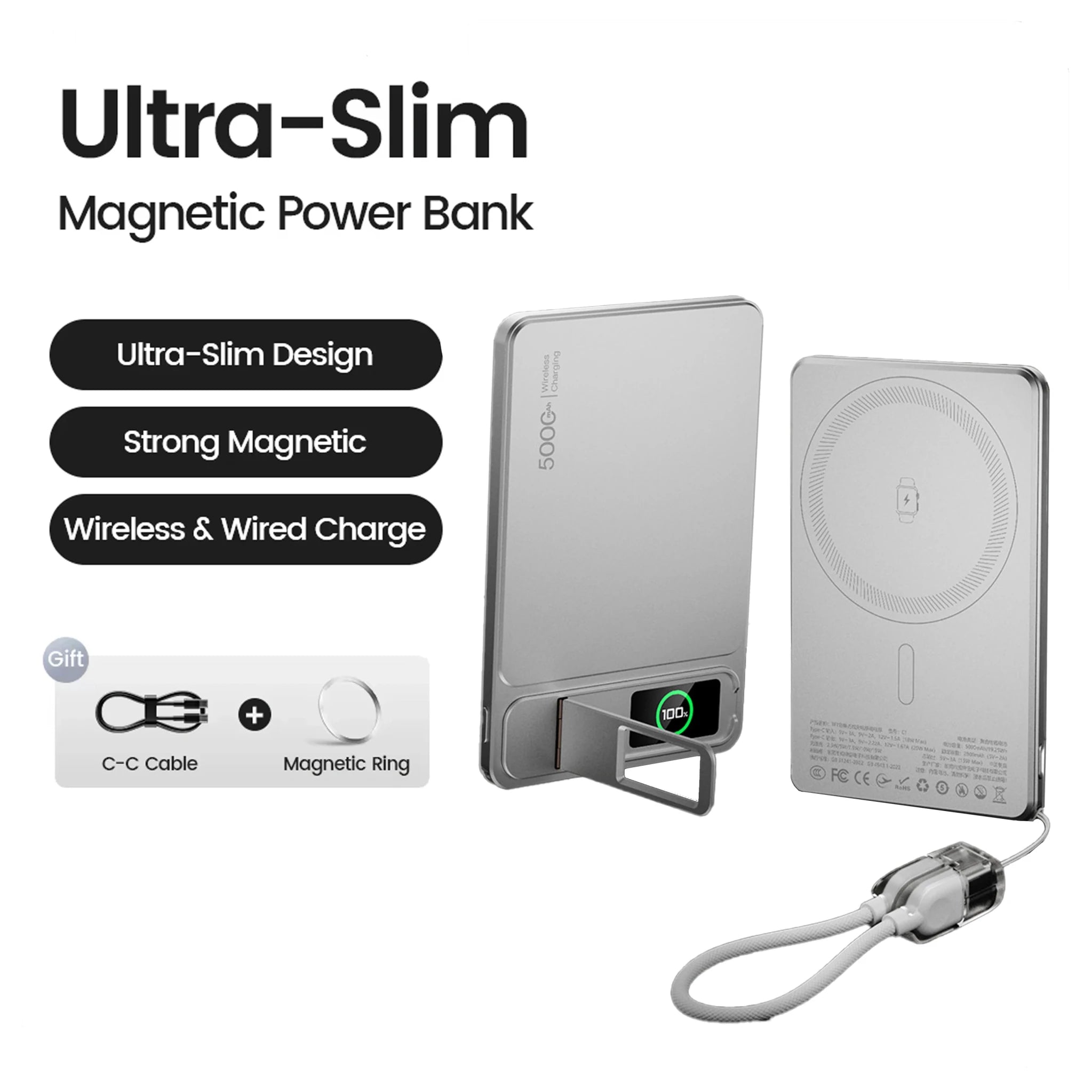 Batterie externe magnétique 10000 mAh pour MagSafe, charge sans fil 20W, batterie externe portable mince pour iPhone 17 16 15 14 13 Pro Max - FATAONBatterie externe magnétique 10000 mAh pour MagSafe, charge sans fil 20W, batterie externe portable mince pour iPhone 17 16 15 14 13 Pro MaxTechnologie PortableFATAON