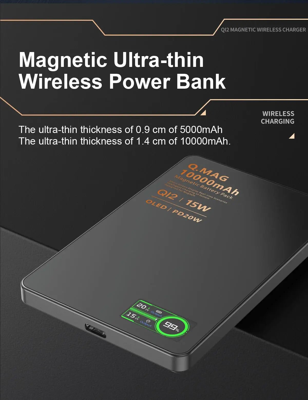 Batterie externe portable magnétique QI 2.1 à charge rapide sans fil pour iPhone 12-17 Pro, Watch, Airpods 5000/10000mAh - FATAONBatterie externe portable magnétique QI 2.1 à charge rapide sans fil pour iPhone 12-17 Pro, Watch, Airpods 5000/10000mAhFATAON