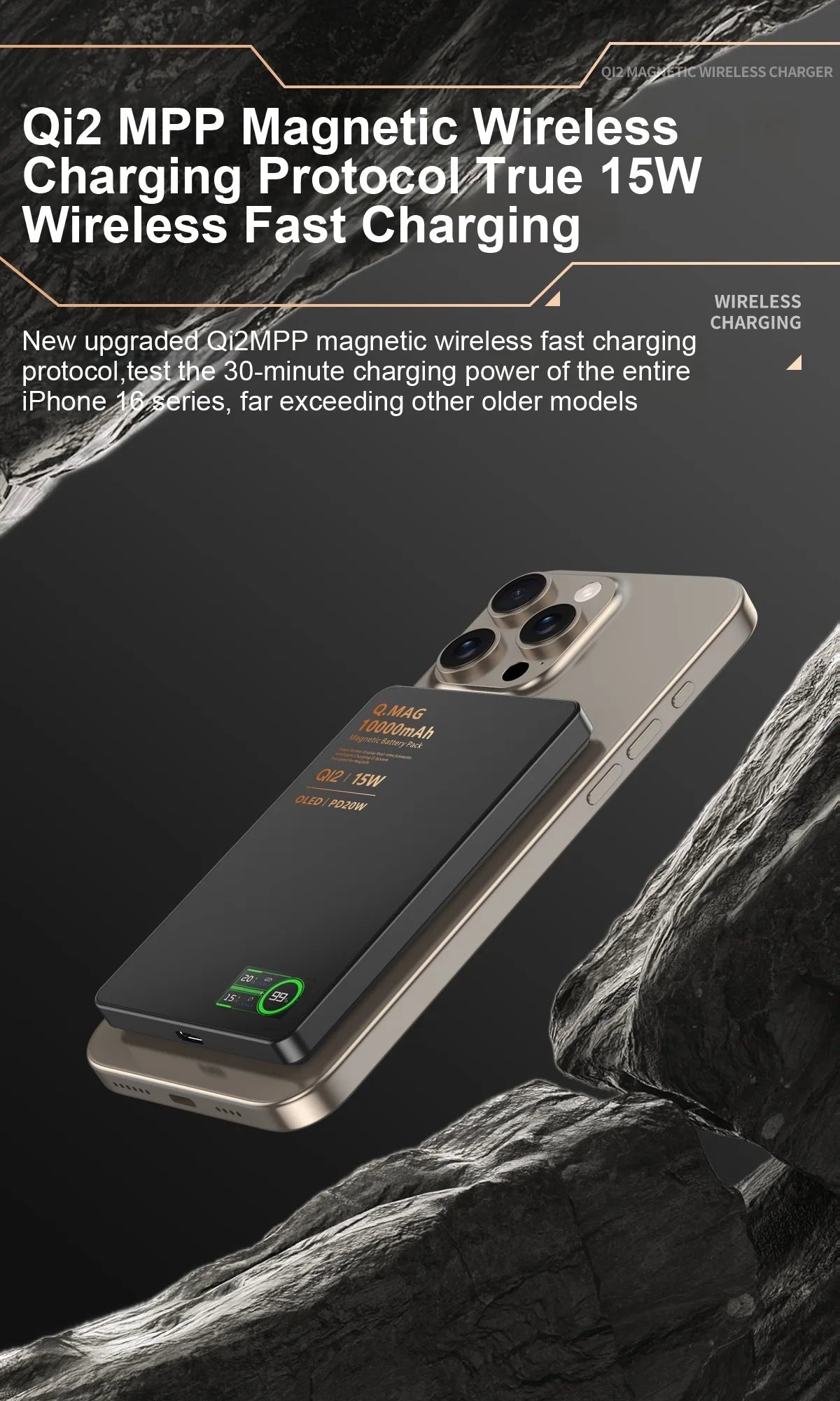 Batterie externe portable magnétique QI 2.1 à charge rapide sans fil pour iPhone 12-17 Pro, Watch, Airpods 5000/10000mAh - FATAONBatterie externe portable magnétique QI 2.1 à charge rapide sans fil pour iPhone 12-17 Pro, Watch, Airpods 5000/10000mAhFATAON