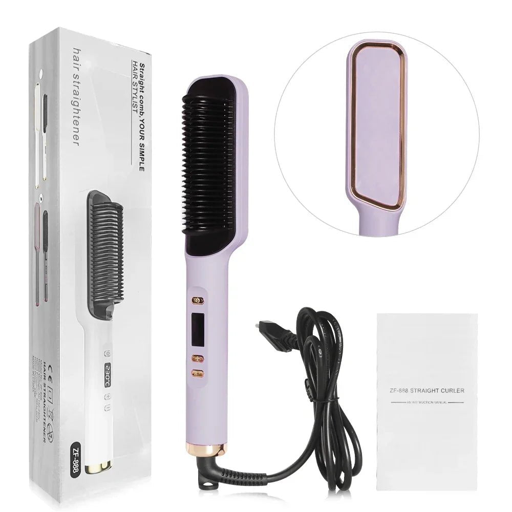 Electric Hot Comb Straightening Brush Negative Ion Multifunctional Hair Straightener Anti - Scalding Styling Tool for Dry Blow - dry - FATAONElectric Hot Comb Straightening Brush Negative Ion Multifunctional Hair Straightener Anti - Scalding Styling Tool for Dry Blow - dryMaquillageFATAON