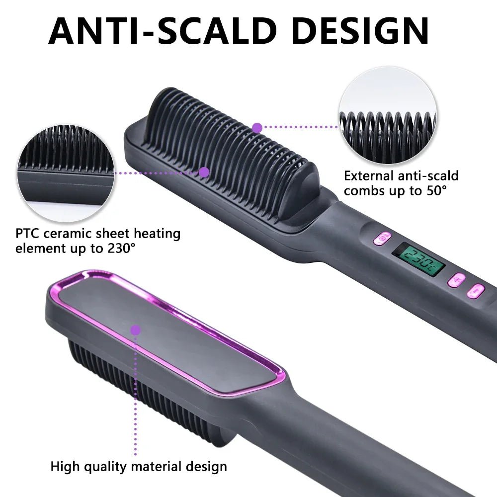 Electric Hot Comb Straightening Brush Negative Ion Multifunctional Hair Straightener Anti - Scalding Styling Tool for Dry Blow - dry - FATAONElectric Hot Comb Straightening Brush Negative Ion Multifunctional Hair Straightener Anti - Scalding Styling Tool for Dry Blow - dryMaquillageFATAON