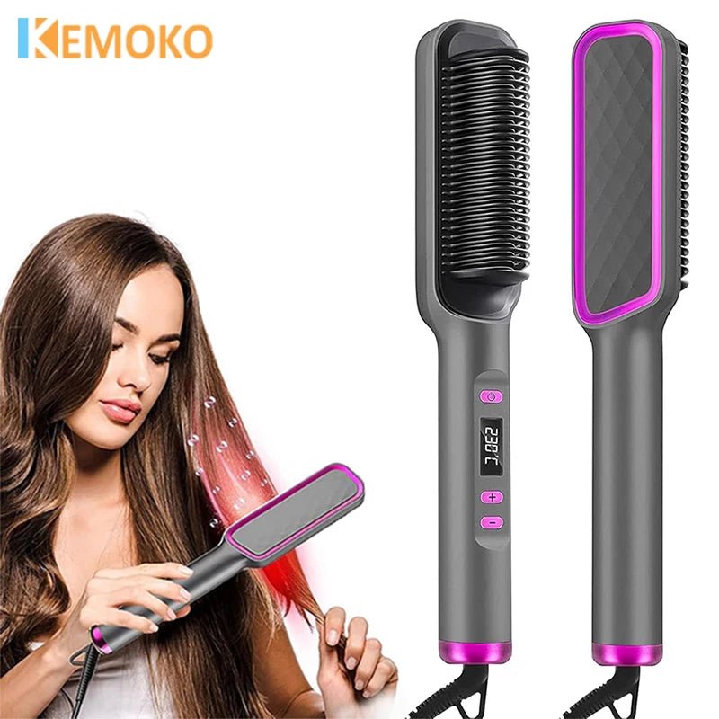 Electric Hot Comb Straightening Brush Negative Ion Multifunctional Hair Straightener Anti - Scalding Styling Tool for Dry Blow - dry - FATAONElectric Hot Comb Straightening Brush Negative Ion Multifunctional Hair Straightener Anti - Scalding Styling Tool for Dry Blow - dryMaquillageFATAON