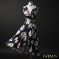 FATAON Robe Portefeuille Fleurie Femme