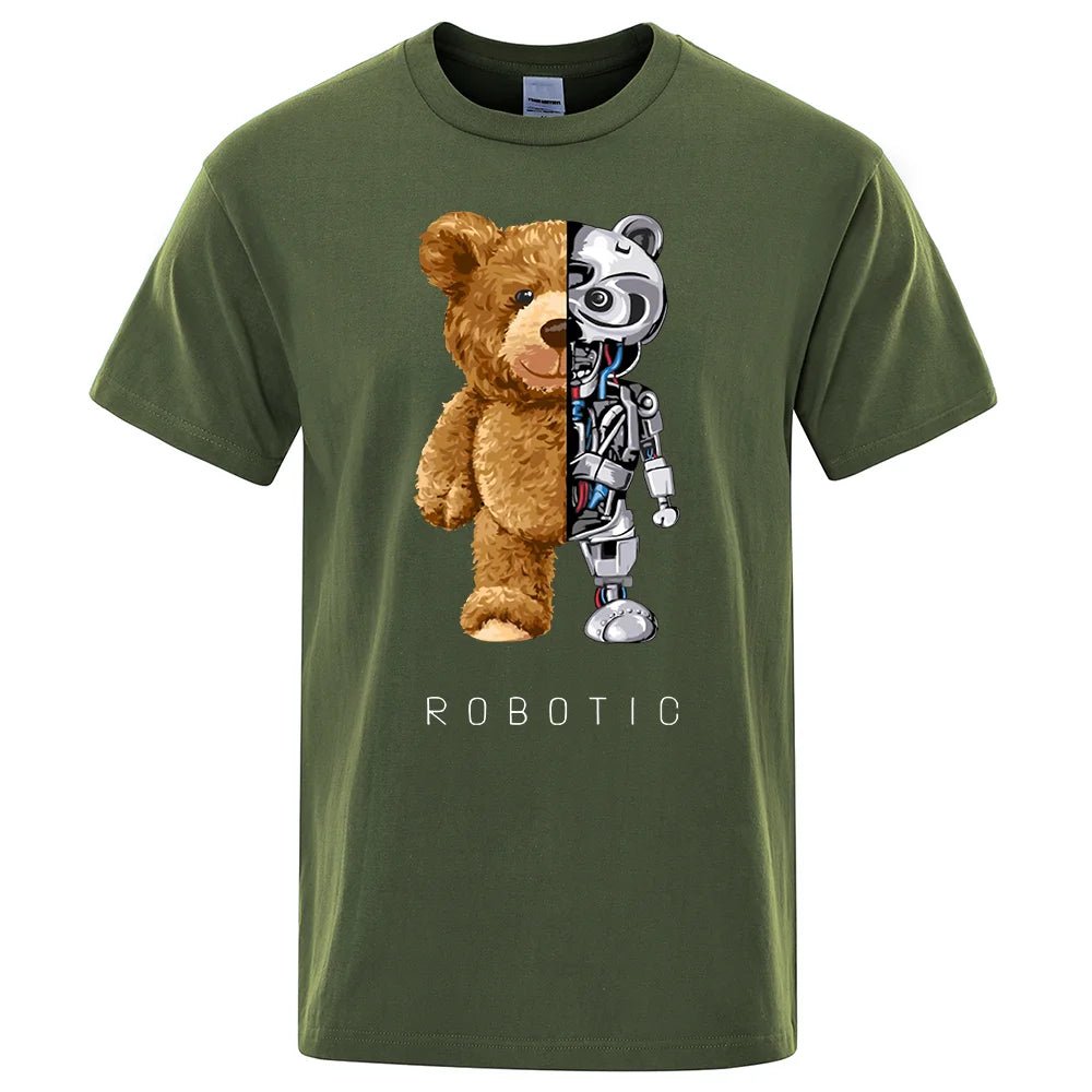 Funny Ted Bear Robot Tshirt Robotic Bear Men Short Sleeve Fashion Casual Clothing Summer Cotton Tees Oversized Street T-Shirts - Fix & GoFunny Ted Bear Robot Tshirt Robotic Bear Men Short Sleeve Fashion Casual Clothing Summer Cotton Tees Oversized Street T-ShirtsFix & Go