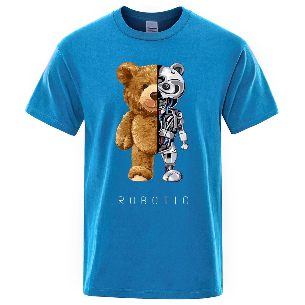 Funny Ted Bear Robot Tshirt Robotic Bear Men Short Sleeve Fashion Casual Clothing Summer Cotton Tees Oversized Street T-Shirts - Fix & GoFunny Ted Bear Robot Tshirt Robotic Bear Men Short Sleeve Fashion Casual Clothing Summer Cotton Tees Oversized Street T-ShirtsFix & Go