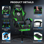 Ergonomic Gaming Chair with Massage, Footrest, Swivel Seat & Headrest - Streaming & GamingFATAON