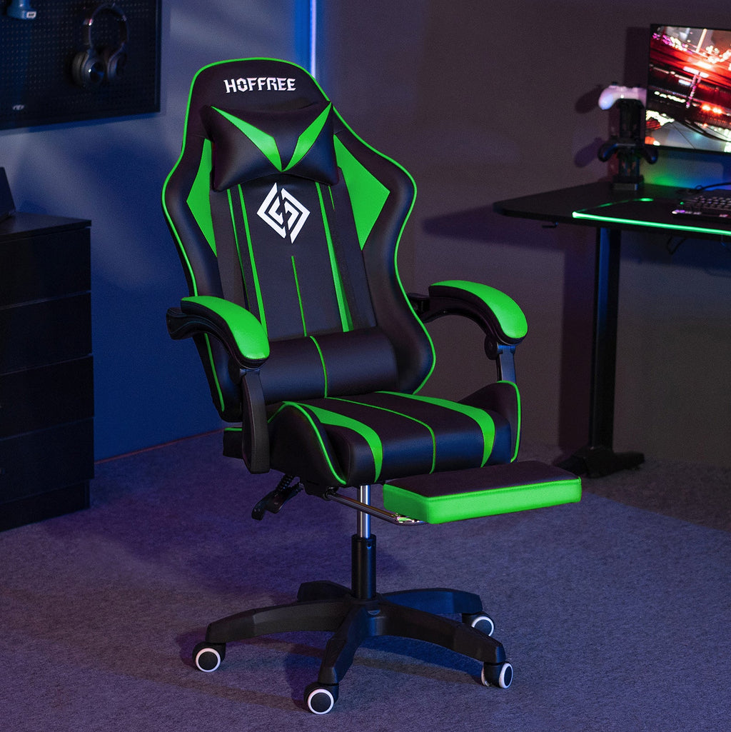Ergonomic Gaming Chair with Massage, Footrest, Swivel Seat & Headrest - Streaming & GamingFATAON