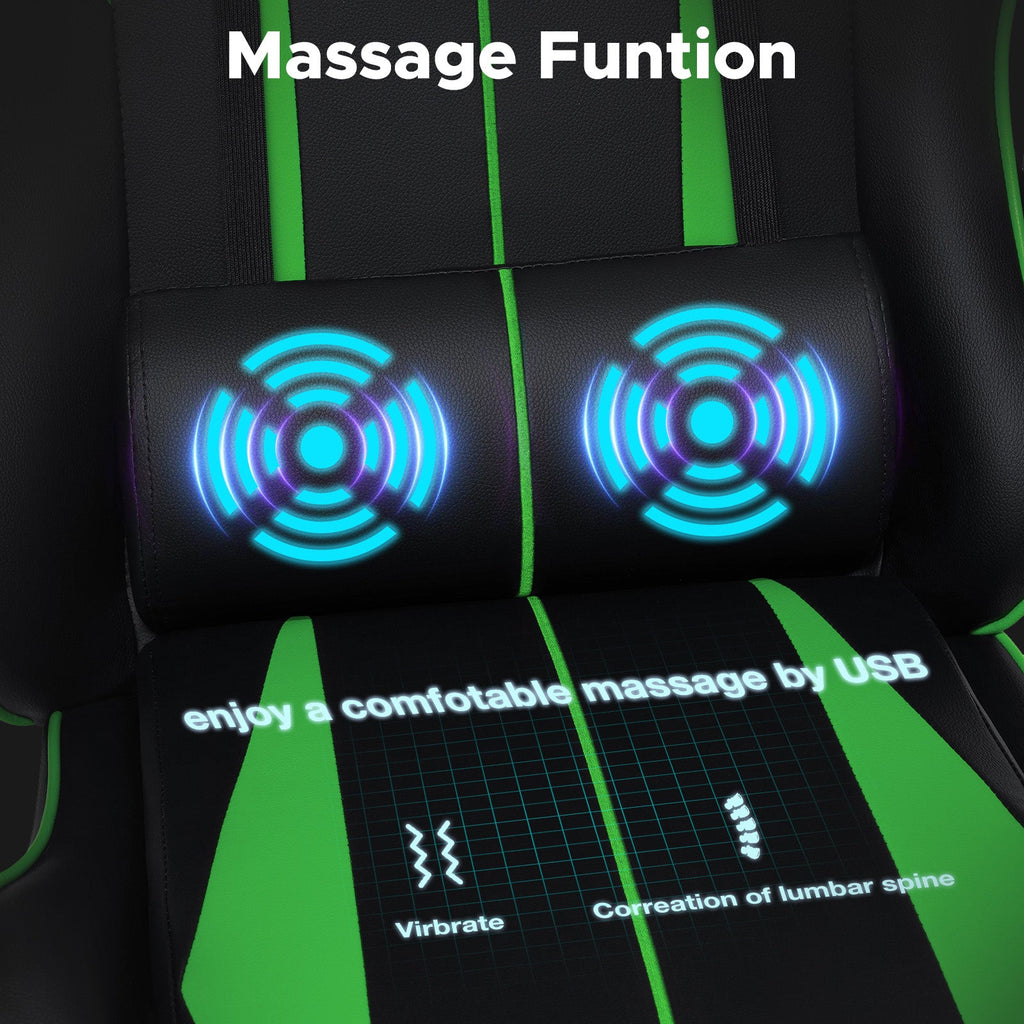 Ergonomic Gaming Chair with Massage, Footrest, Swivel Seat & Headrest - Streaming & GamingFATAON