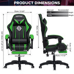 Ergonomic Gaming Chair with Massage, Footrest, Swivel Seat & Headrest - Streaming & GamingFATAON