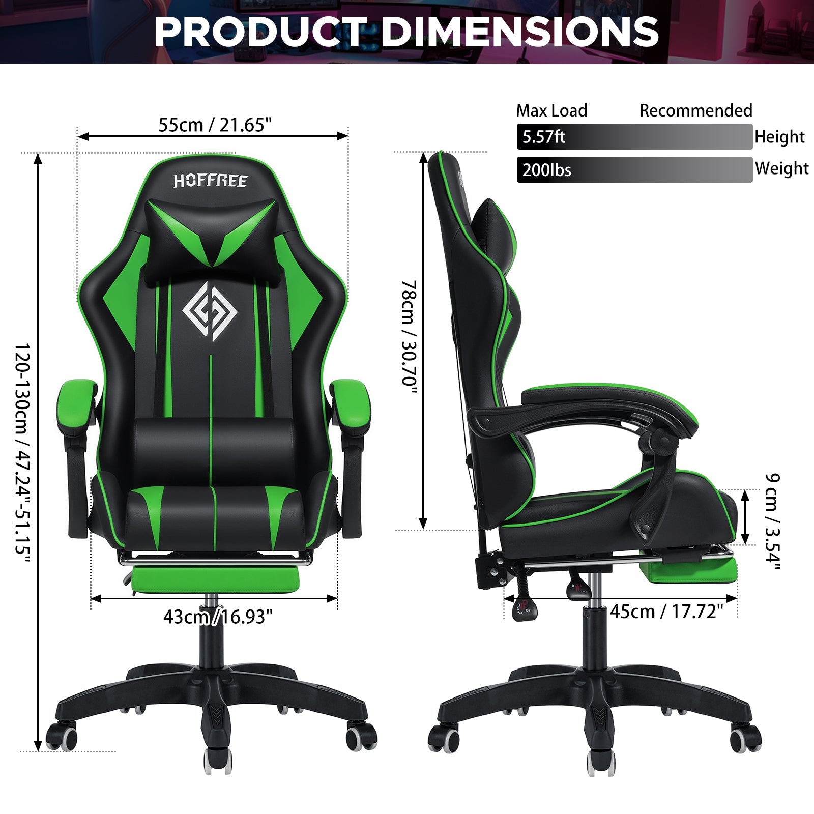 Ergonomic Gaming Chair with Massage, Footrest, Swivel Seat & Headrest - Streaming & GamingFATAON