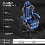 #Gamer Chair for Adult, Ergonomic Office Chair with Massage Lumbar Pillow, with Swivel BlueStreaming & GamingFATAON