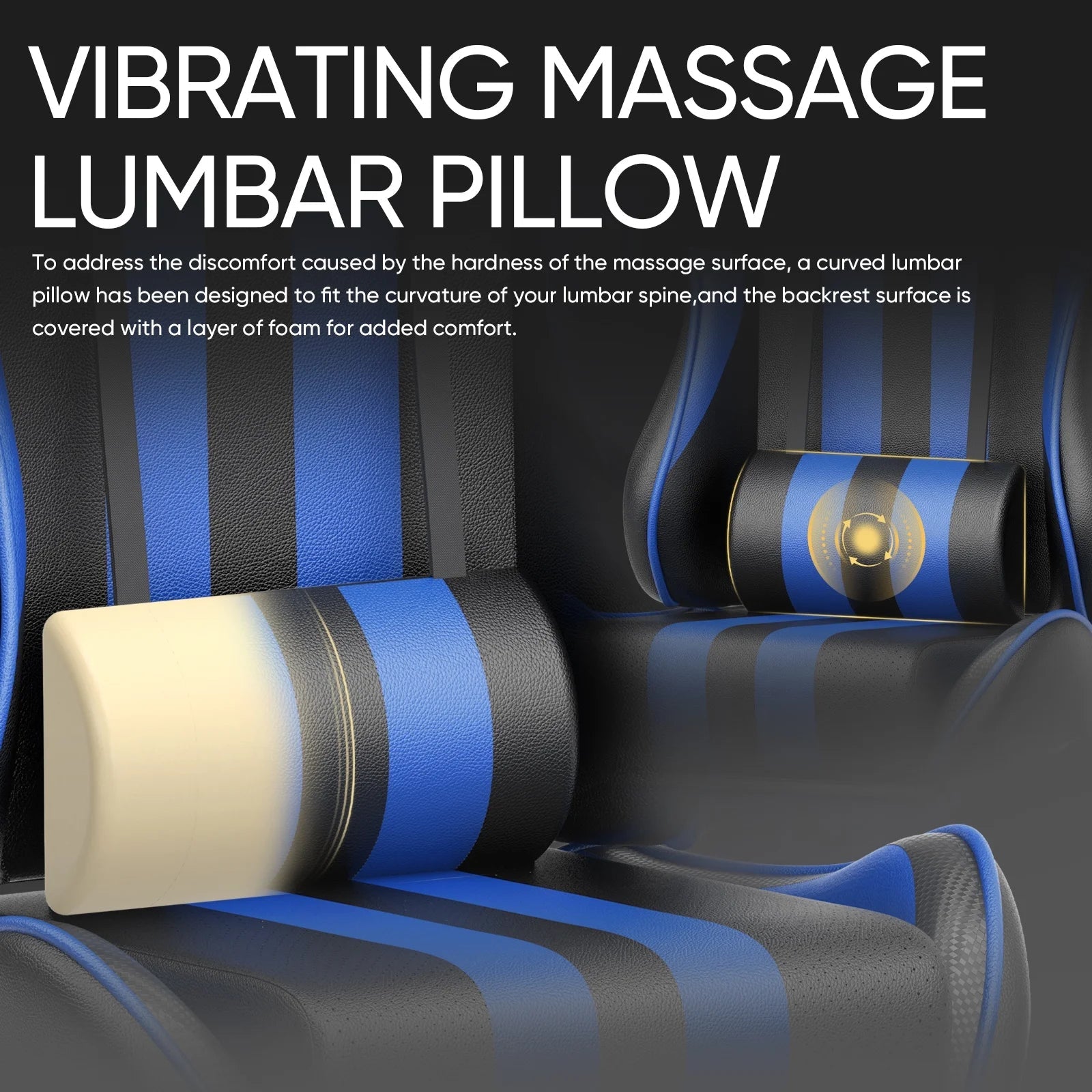 #Gamer Chair for Adult, Ergonomic Office Chair with Massage Lumbar Pillow, with Swivel BlueStreaming & GamingFATAON