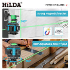 HILDA 4D 16 Lines Laser Level 360 Self Leveling Horizontal Vertical Green Light Professional Tool with Remote Control Tripod - Fix & GoHILDA 4D 16 Lines Laser Level 360 Self Leveling Horizontal Vertical Green Light Professional Tool with Remote Control TripodOutils & MesureFix & Go