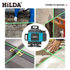 HILDA 4D 16 Lines Laser Level 360 Self Leveling Horizontal Vertical Green Light Professional Tool with Remote Control Tripod - Fix & GoHILDA 4D 16 Lines Laser Level 360 Self Leveling Horizontal Vertical Green Light Professional Tool with Remote Control TripodOutils & MesureFix & Go