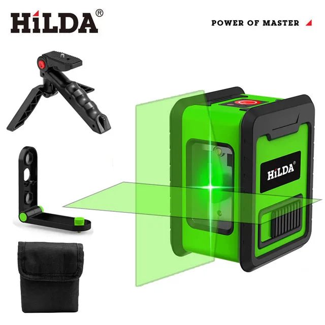 HILDA Laser Level Meter 2 - Lines Cross Green Level Laser Horizontal & Vertical Nivel Laser Self - Leveling - Fix & GoHILDA Laser Level Meter 2 - Lines Cross Green Level Laser Horizontal & Vertical Nivel Laser Self - LevelingOutils & MesureFix & Go