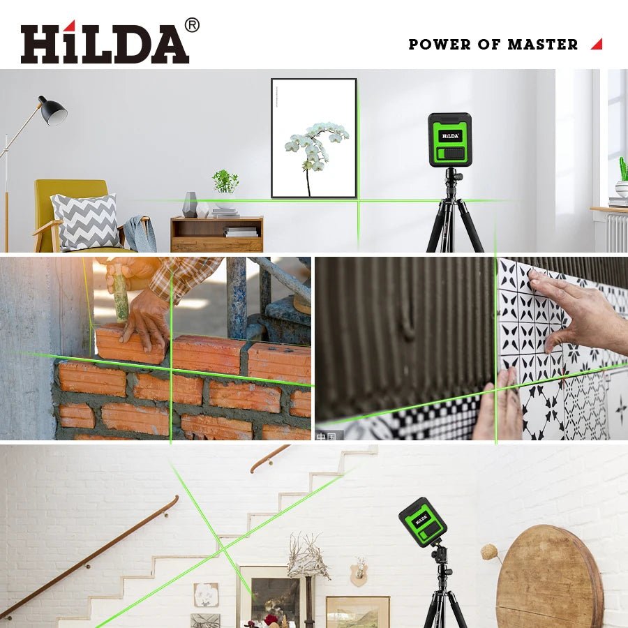 HILDA Laser Level Meter 2 - Lines Cross Green Level Laser Horizontal & Vertical Nivel Laser Self - Leveling - Fix & GoHILDA Laser Level Meter 2 - Lines Cross Green Level Laser Horizontal & Vertical Nivel Laser Self - LevelingOutils & MesureFix & Go