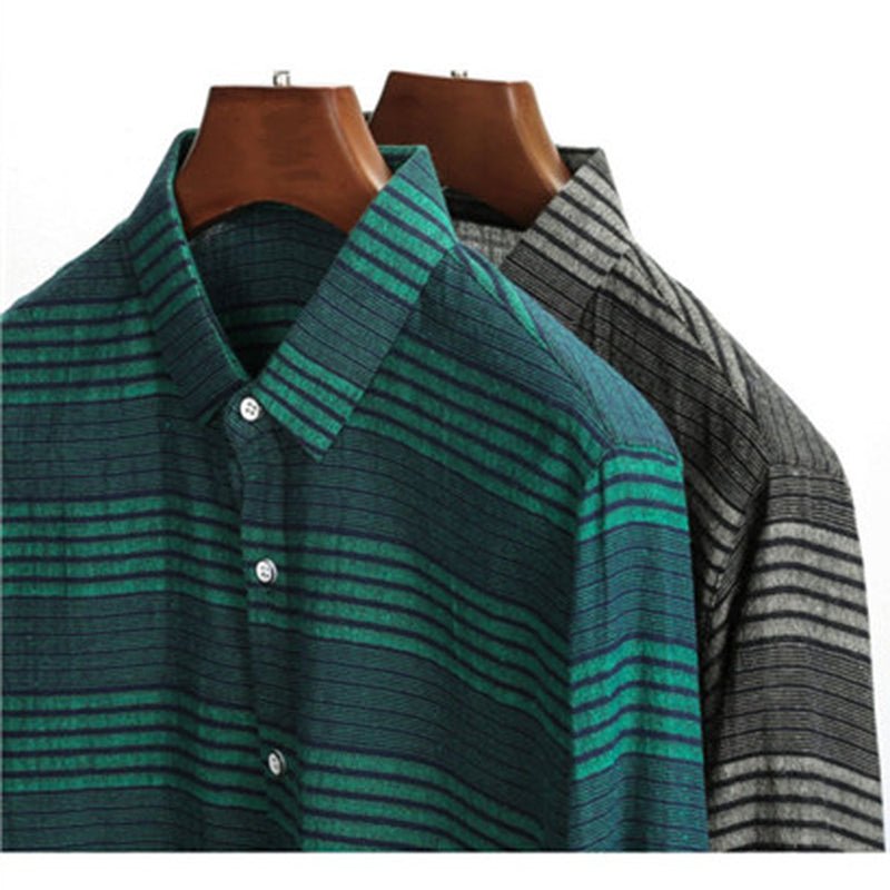 Long Sleeve Shirt Light Business Casual Linen Striped Shirt for Men - Fix & GoLong Sleeve Shirt Light Business Casual Linen Striped Shirt for MenFix & Go