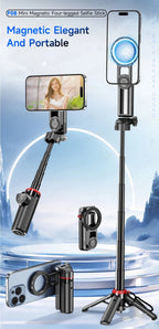 Magnetic Mini Selfie Stick Tripod for Cellphone with Extension Rod Wireless Remote, Fill Light Option, for Smartphone Vlog Shoot - Fix & GoMagnetic Mini Selfie Stick Tripod for Cellphone with Extension Rod Wireless Remote, Fill Light Option, for Smartphone Vlog ShootVidéo & PhotoFix & Go