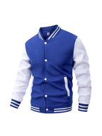 Men's Fleece - Lined Varsity Jacket Autumn Winter Warm Color Block Baseball Jacket Button Front & Striped Cuffs Retro Casual Coat - Fix & GoMen's Fleece - Lined Varsity Jacket Autumn Winter Warm Color Block Baseball Jacket Button Front & Striped Cuffs Retro Casual CoatFix & Go