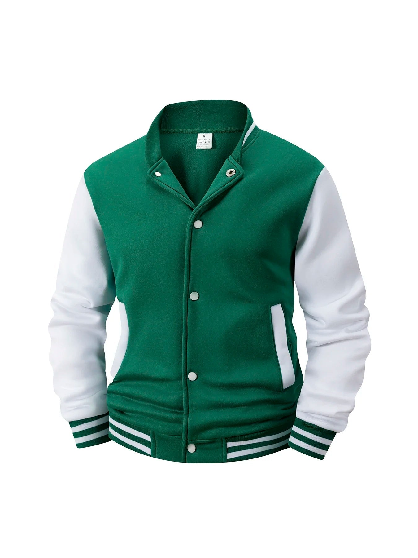 Men's Fleece - Lined Varsity Jacket Autumn Winter Warm Color Block Baseball Jacket Button Front & Striped Cuffs Retro Casual Coat - Fix & GoMen's Fleece - Lined Varsity Jacket Autumn Winter Warm Color Block Baseball Jacket Button Front & Striped Cuffs Retro Casual CoatFix & Go