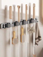 Non Perforated Mop Rack Iron Wall Mounted Mop Broom Storage Rack Home Storage and Storage Shelf Multi Scenario Use - Fix & GoNon Perforated Mop Rack Iron Wall Mounted Mop Broom Storage Rack Home Storage and Storage Shelf Multi Scenario UseFix & Go