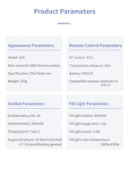 Q18 Desktop Following the shooting Mode Gimbal Stabilizer Selfie Stick Tripod with Fill Light for iPhone Cell Phone Smartphone - Fix & GoQ18 Desktop Following the shooting Mode Gimbal Stabilizer Selfie Stick Tripod with Fill Light for iPhone Cell Phone SmartphoneVidéo & PhotoFix & Go