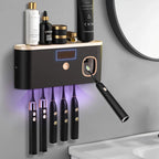 Toothbrush Holders for Bathrooms, UV Toothbrush Sanitizer Wall Mounted with Toothpaste Dispenser, Large Capacity Tray, Tooth Brushing Holder & Bathroom Accessories - Fix & GoToothbrush Holders for Bathrooms, UV Toothbrush Sanitizer Wall Mounted with Toothpaste Dispenser, Large Capacity Tray, Tooth Brushing Holder & Bathroom AccessoriesFix & Go